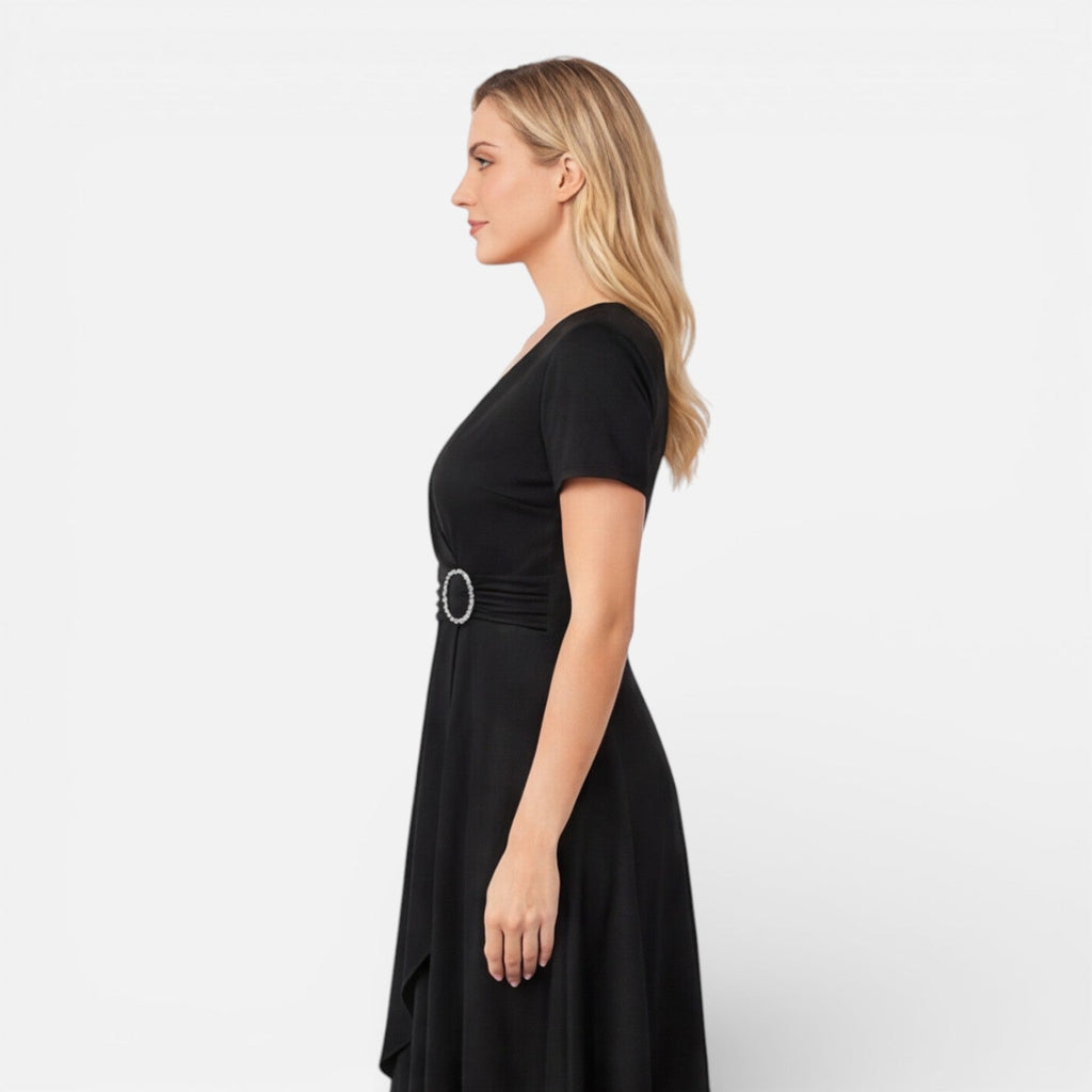 V Neck Wrap Dress | High Waist | Formal Wedding Guest Attire for Women