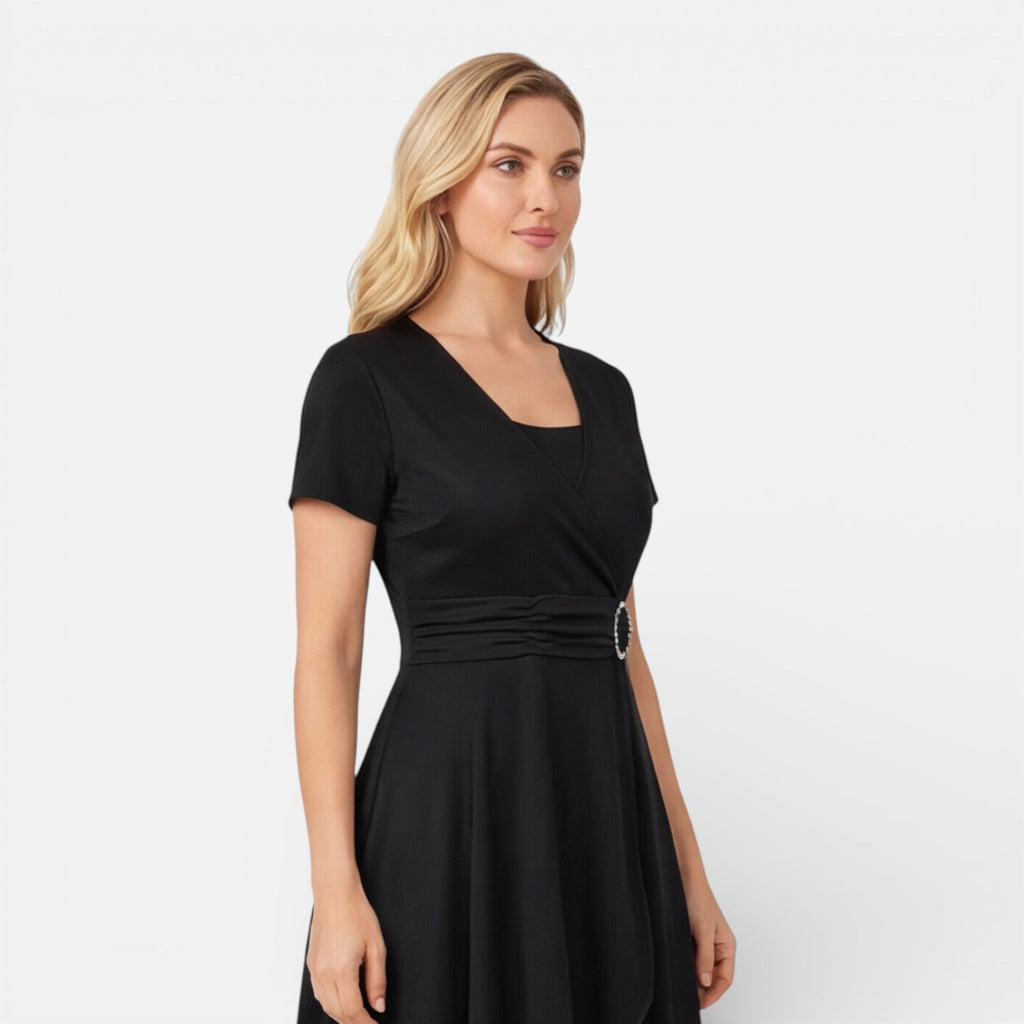 V Neck Wrap Dress | High Waist | Formal Wedding Guest Attire for Women