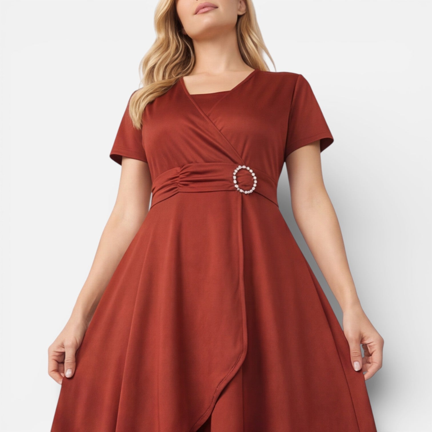 V Neck Wrap Dress | High Waist | Formal Wedding Guest Attire for Women