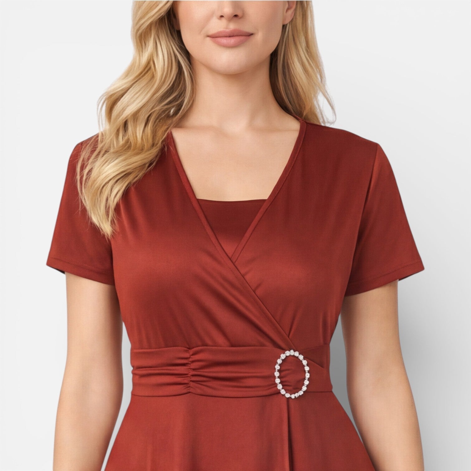 V Neck Wrap Dress | High Waist | Formal Wedding Guest Attire for Women