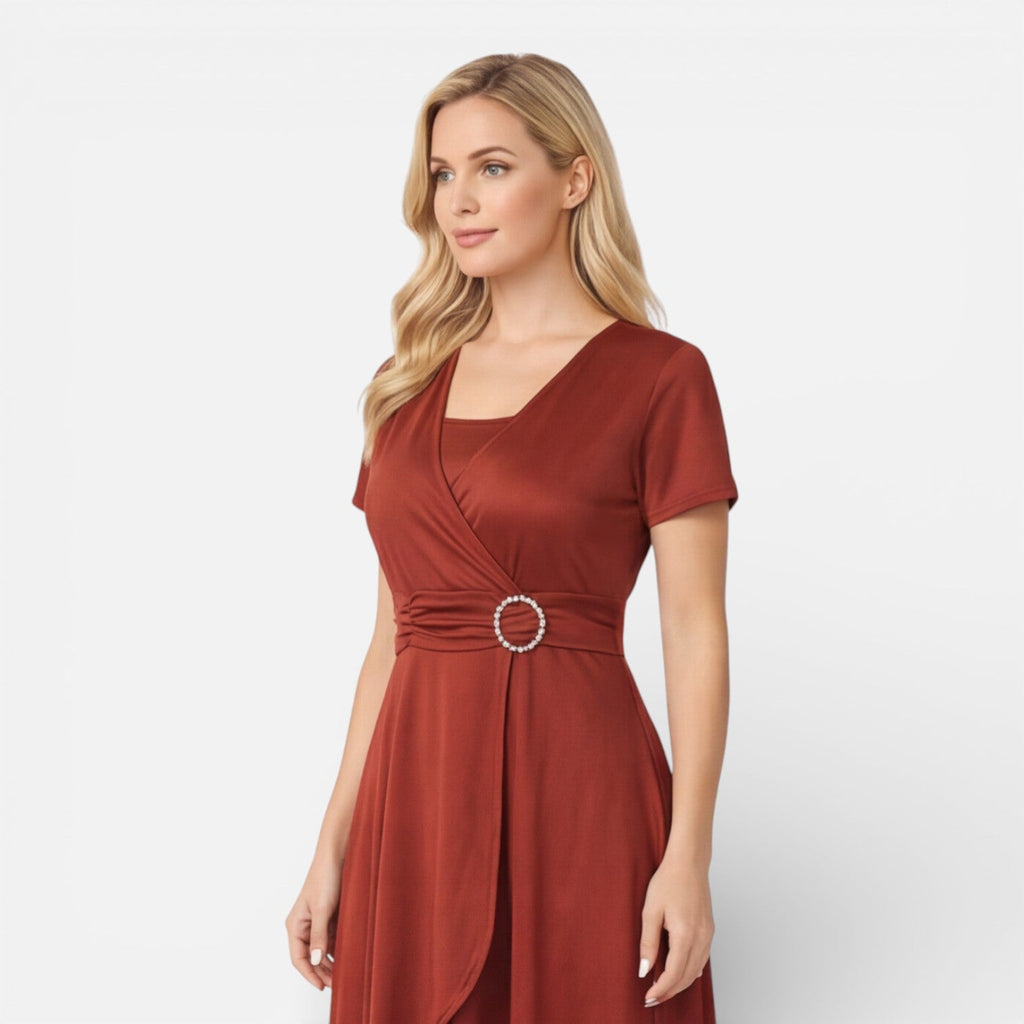V Neck Wrap Dress | High Waist | Formal Wedding Guest Attire for Women