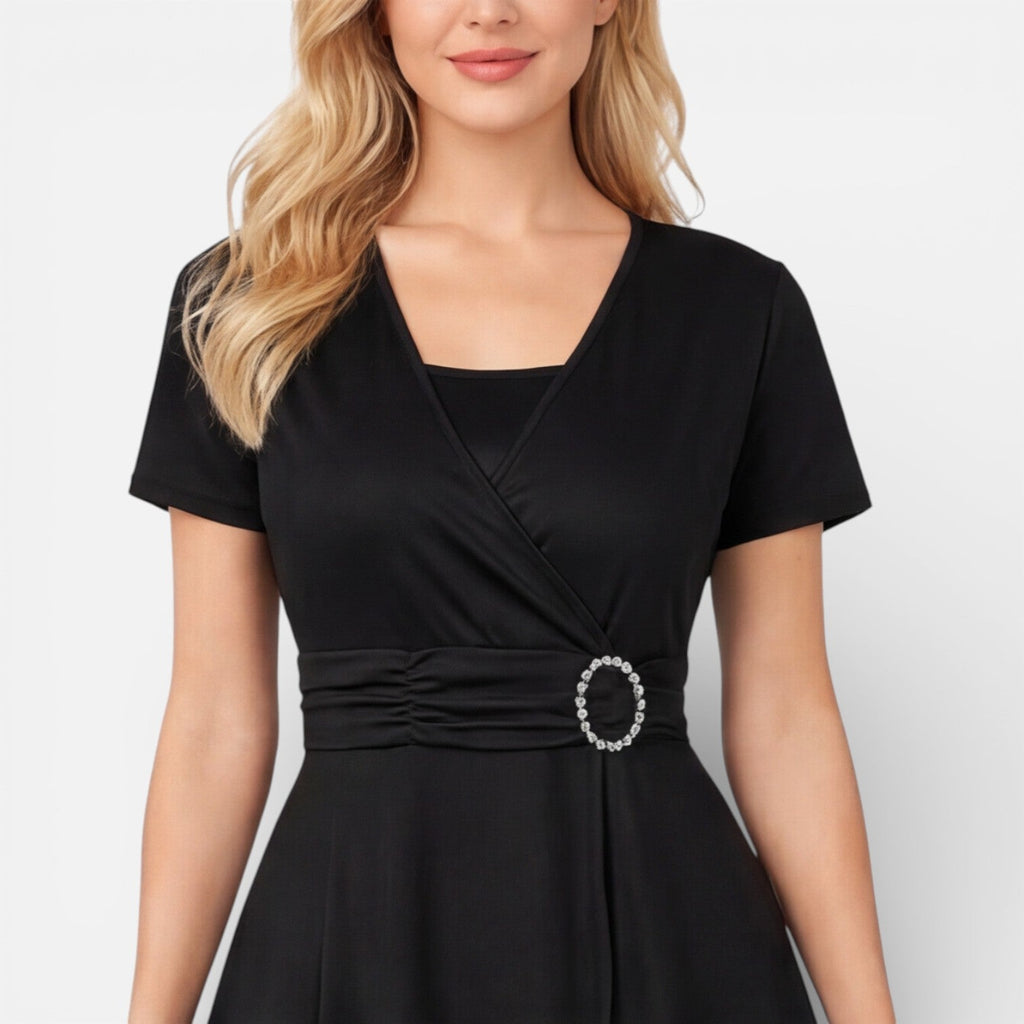 V Neck Wrap Dress | High Waist | Formal Wedding Guest Attire for Women