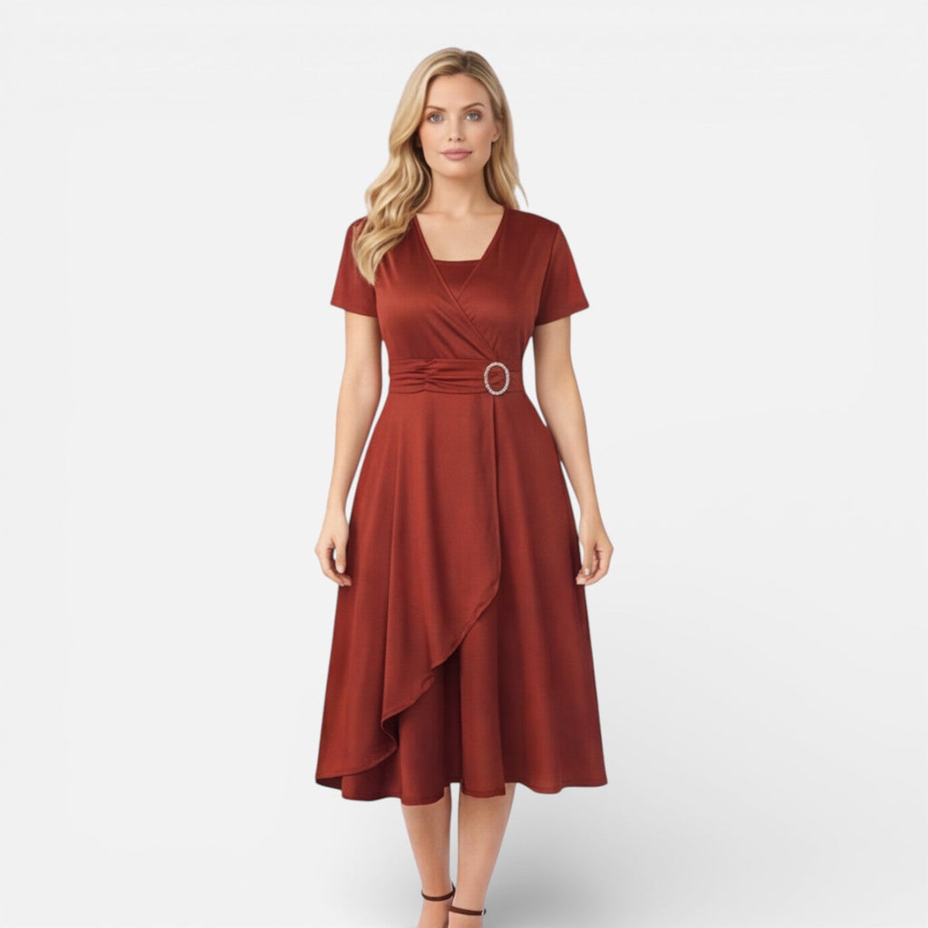 V Neck Wrap Dress | High Waist | Formal Wedding Guest Attire for Women