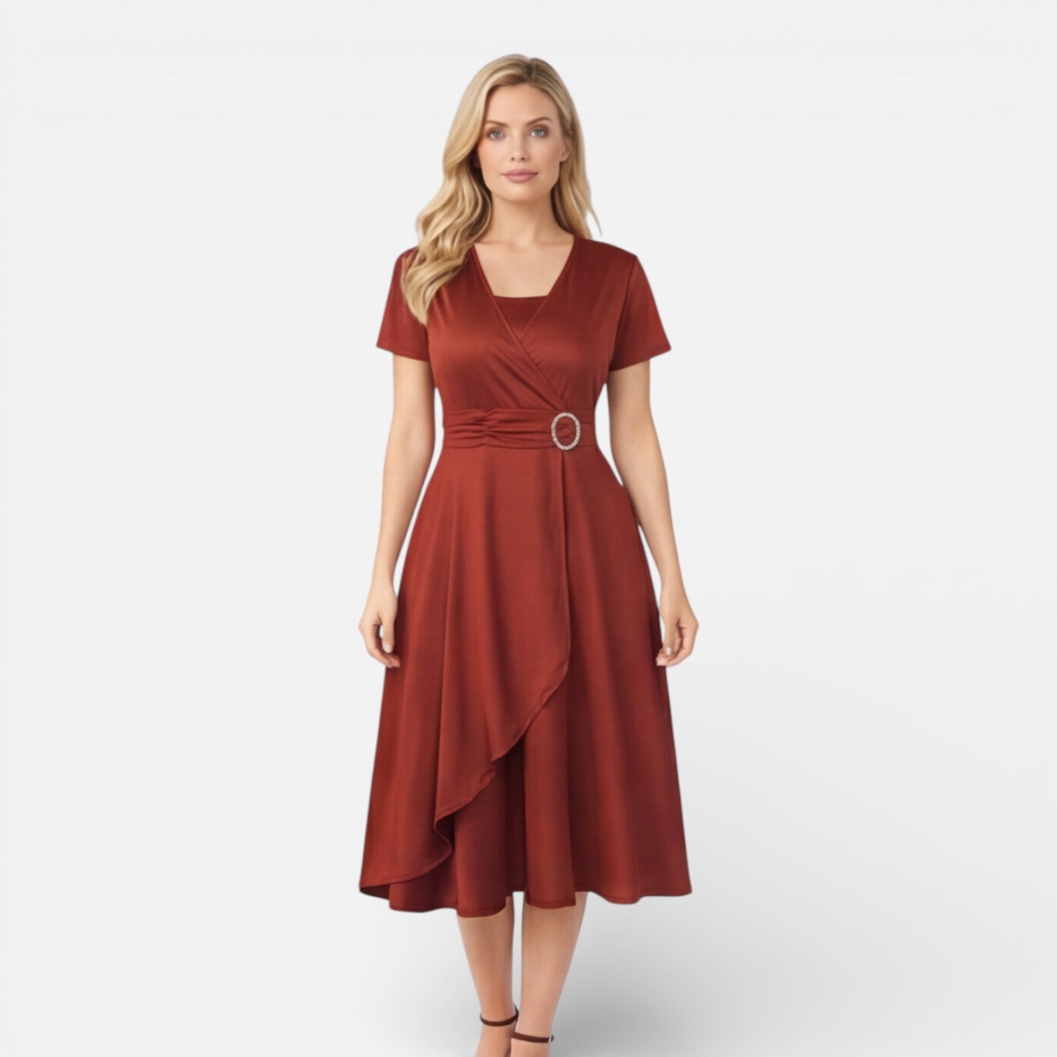 V Neck Wrap Dress | High Waist | Formal Wedding Guest Attire for Women