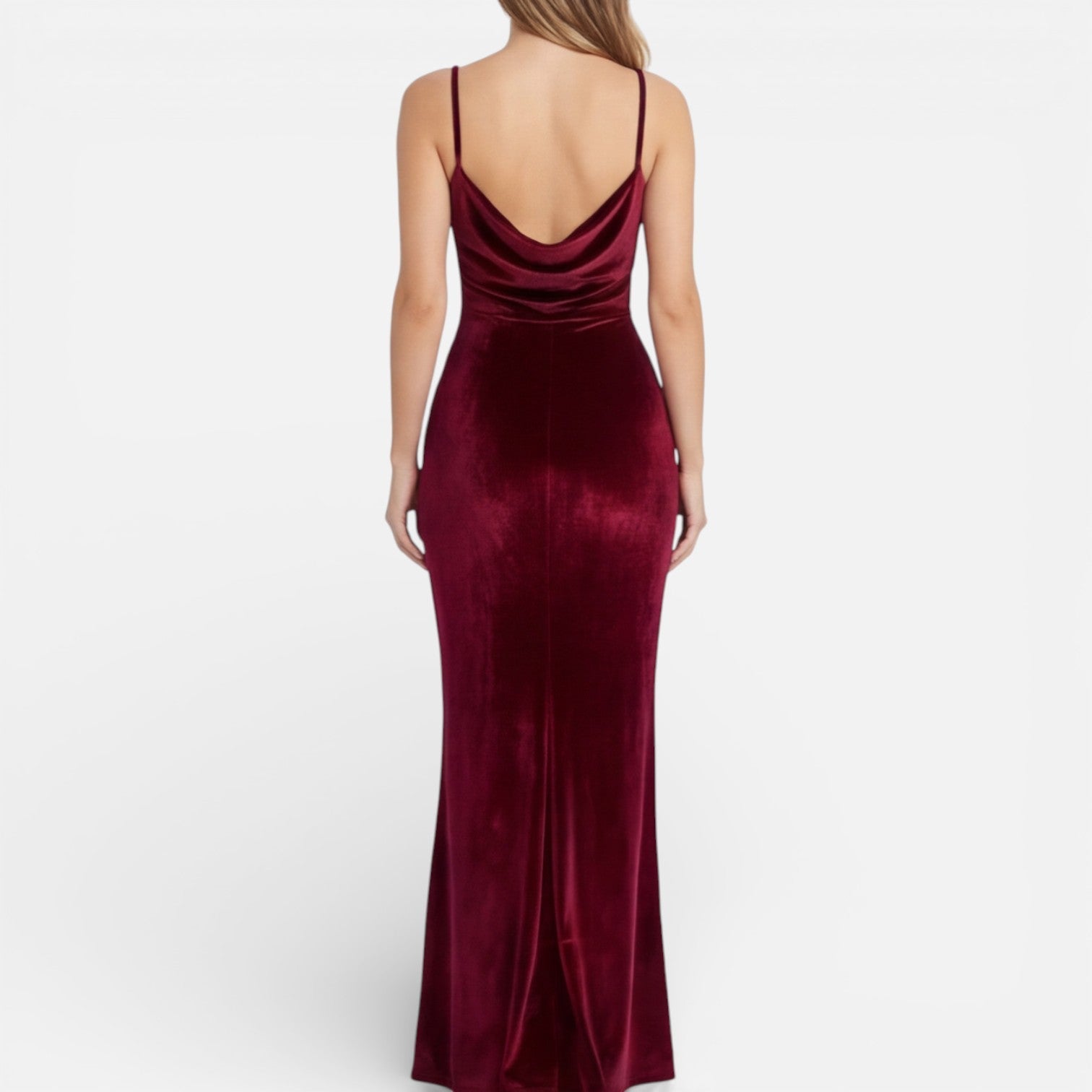 Velvet Evening Maxi Dress for Women | Slim Fit, High Slit, Spaghetti Strap