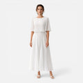 White Chiffon Pleated Maxi Dress for Women | Wedding Guest Attire