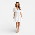 White Lace V-Neck A-Line Dress for Women | Summer Wedding Guest Attire