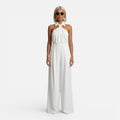 Wide Leg Halter Neck Jumpsuit for Women | Elegant Loose Fit Pants