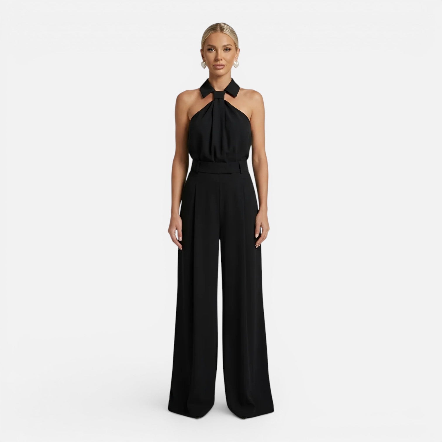 Wide Leg Halter Neck Jumpsuit for Women | Elegant Loose Fit Pants
