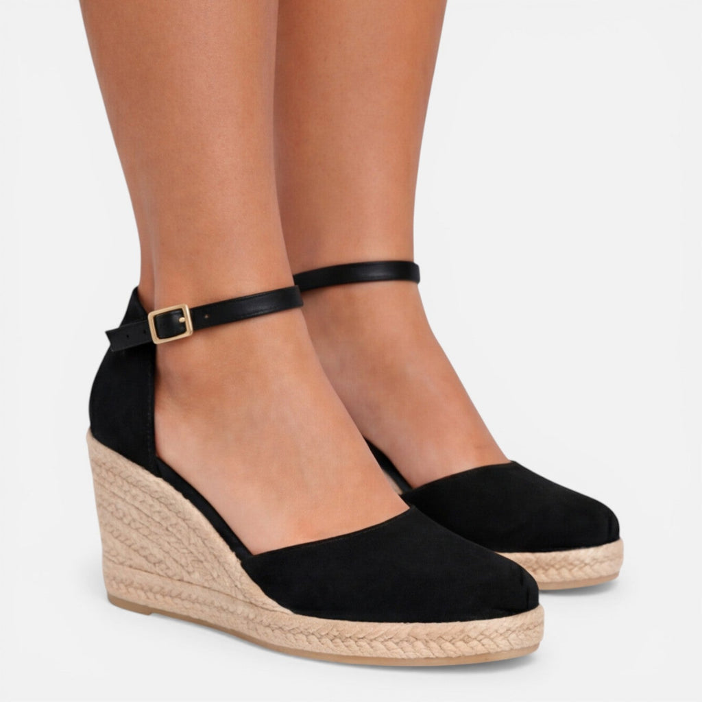 Women's Closed Toe Wedge Sandals with Ankle Strap for Comfort