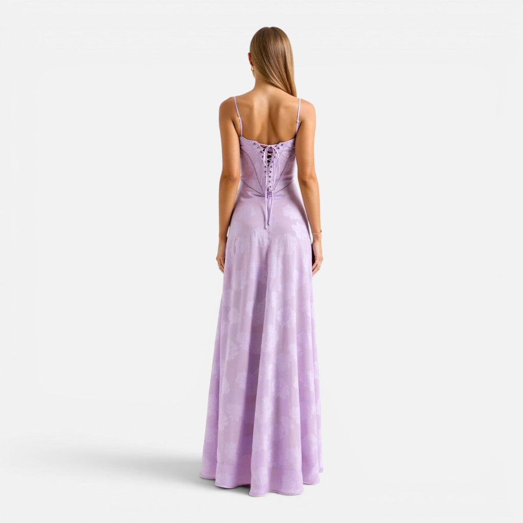 Women's Corset Maxi Dress | Elegant Wedding Guest Attire in Soft Fabric
