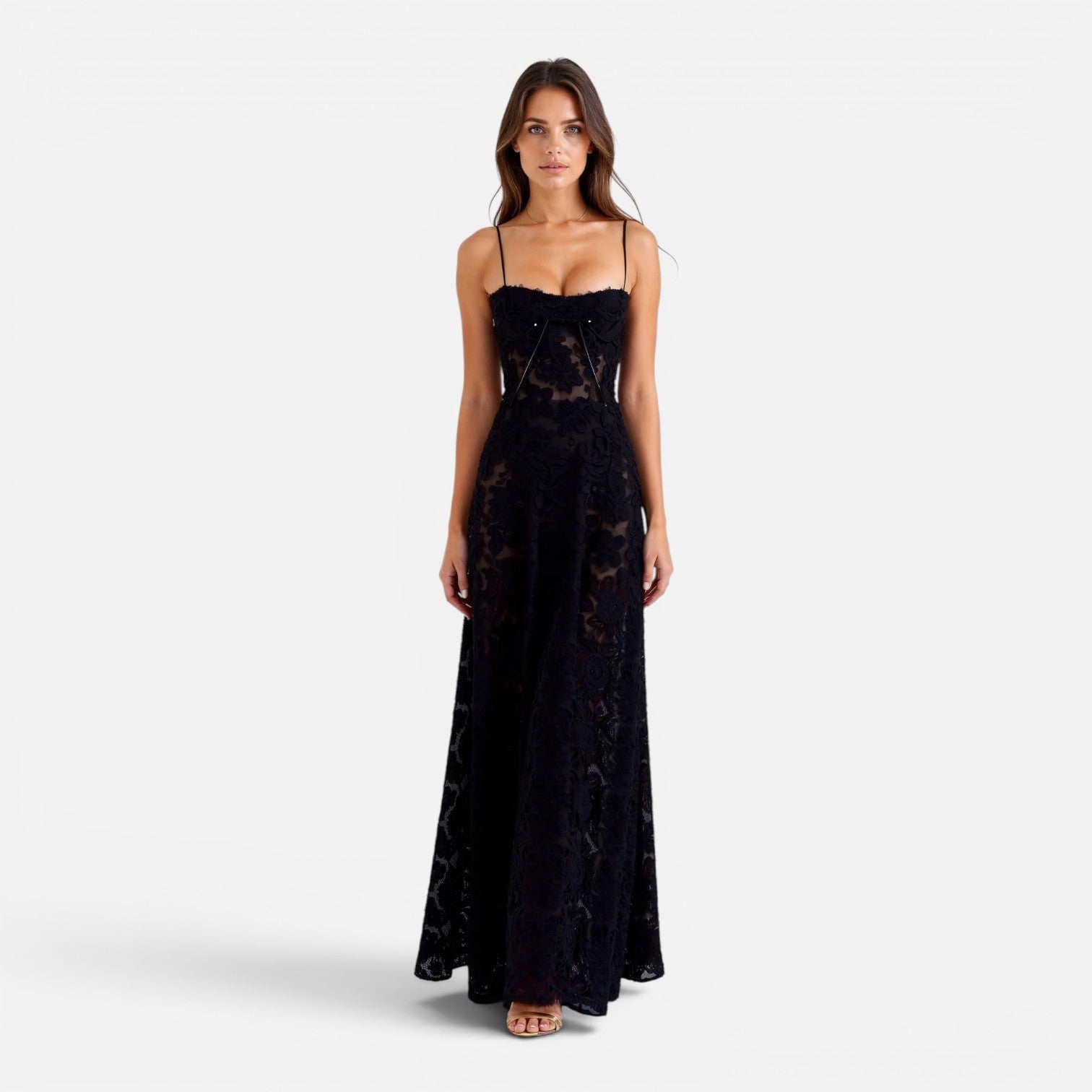 Women's Corset Maxi Dress | Elegant Wedding Guest Attire in Soft Fabric