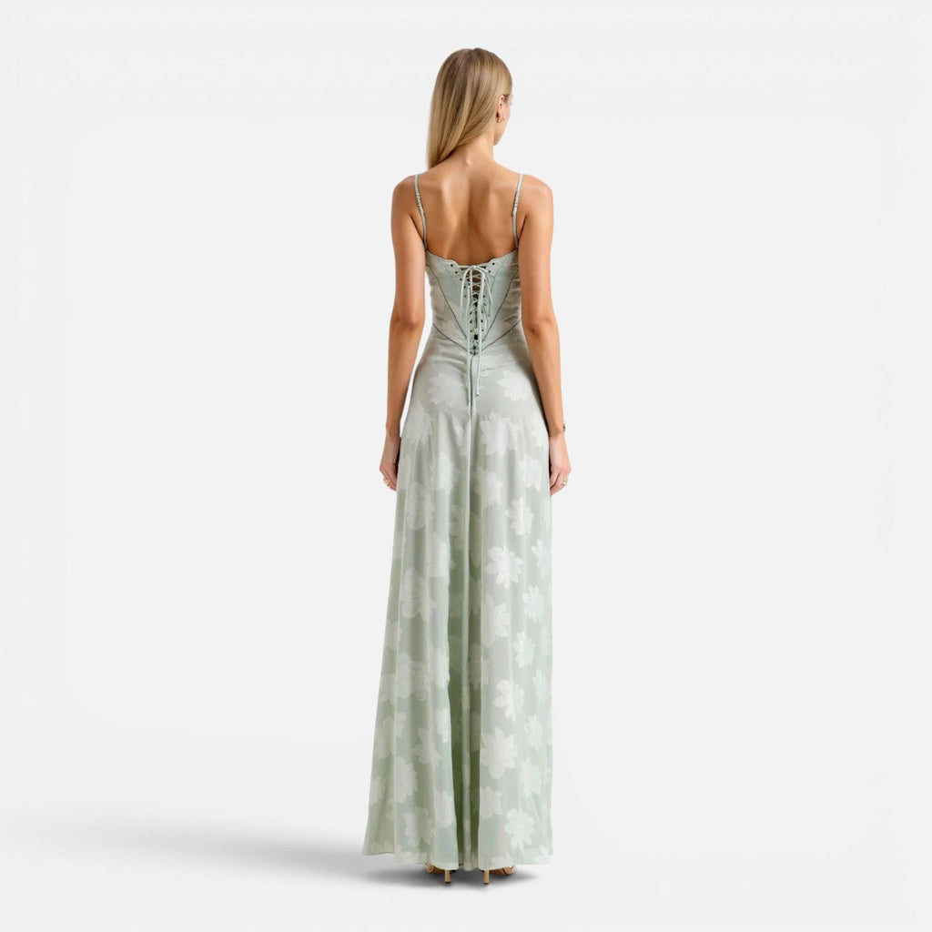 Women's Corset Maxi Dress | Elegant Wedding Guest Attire in Soft Fabric
