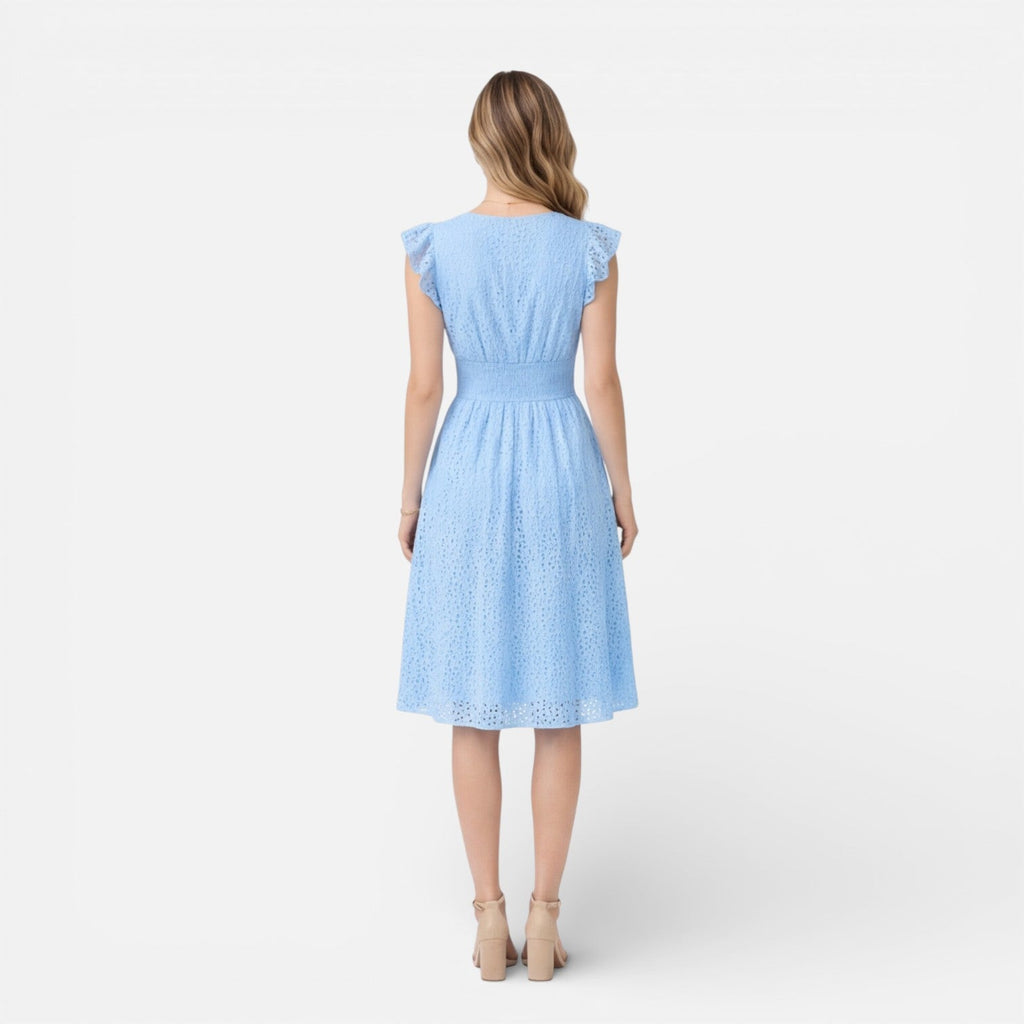 Women's Cotton Lace Midi Dress | Elegant Summer Wedding Guest Attire