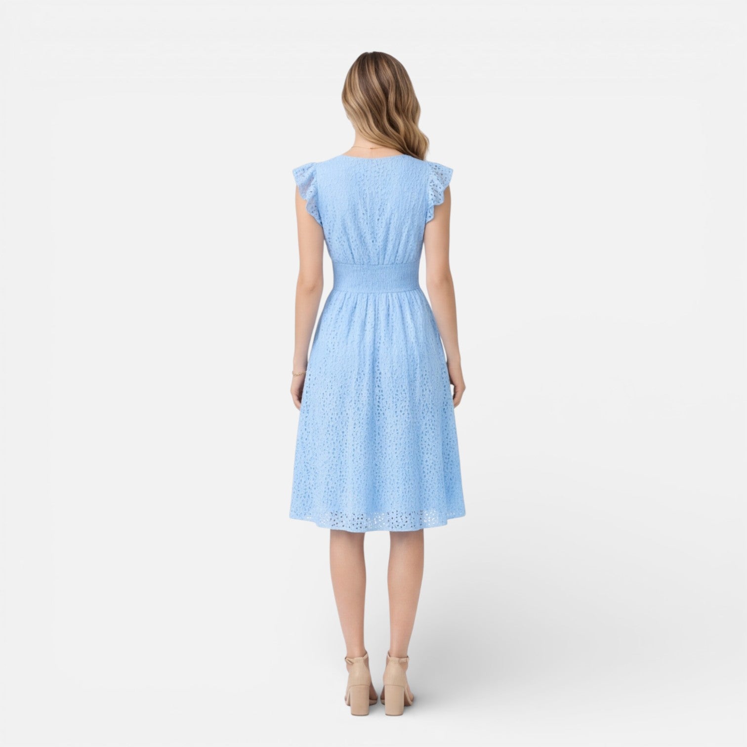 Women's Cotton Lace Midi Dress | Elegant Summer Wedding Guest Attire