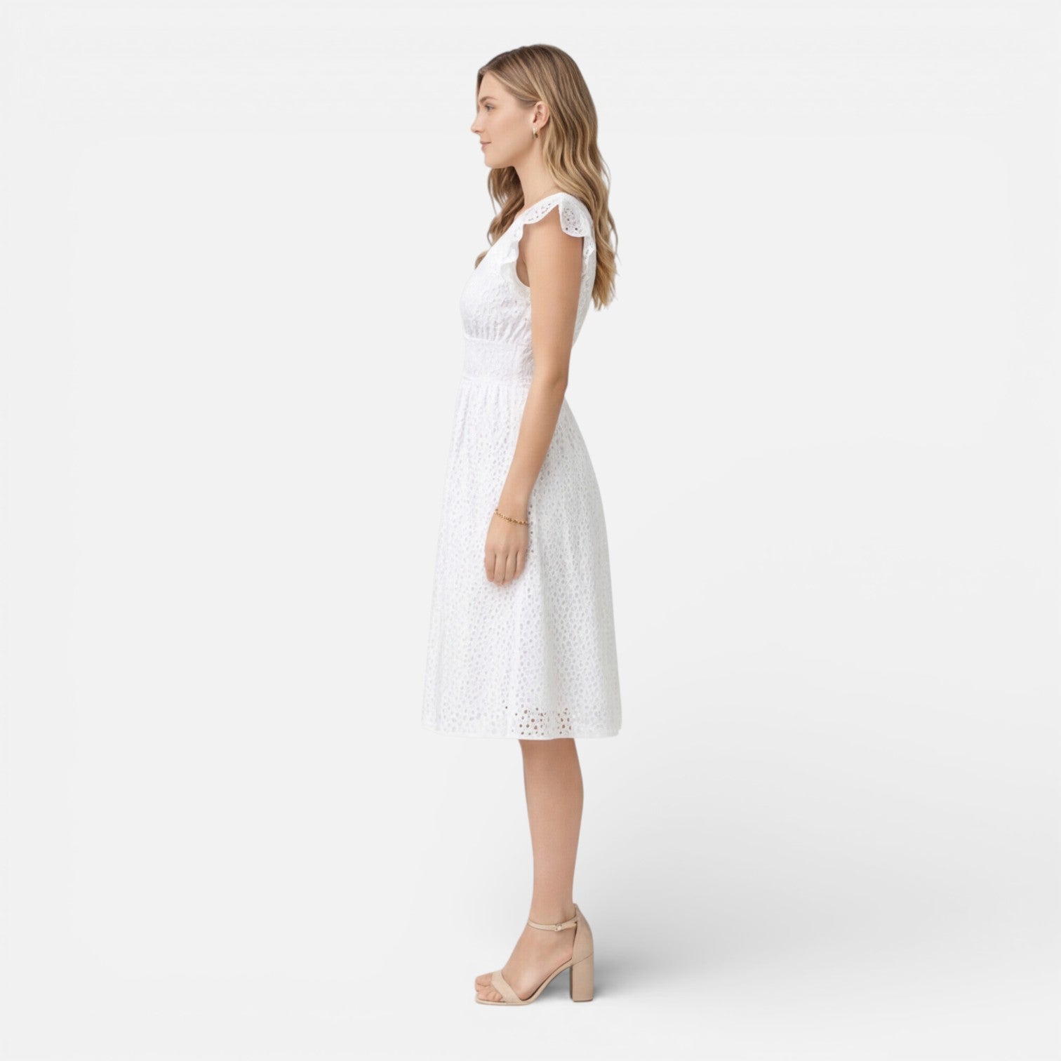 Women's Cotton Lace Midi Dress | Elegant Summer Wedding Guest Attire