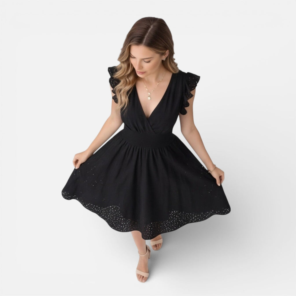 Women's Cotton Lace Midi Dress | Elegant Summer Wedding Guest Attire