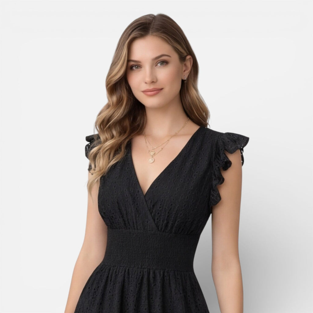 Women's Cotton Lace Midi Dress | Elegant Summer Wedding Guest Attire