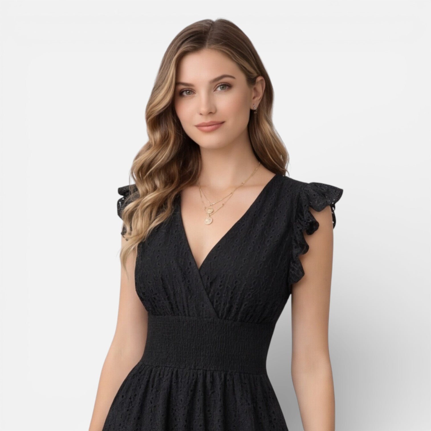 Women's Cotton Lace Midi Dress | Elegant Summer Wedding Guest Attire