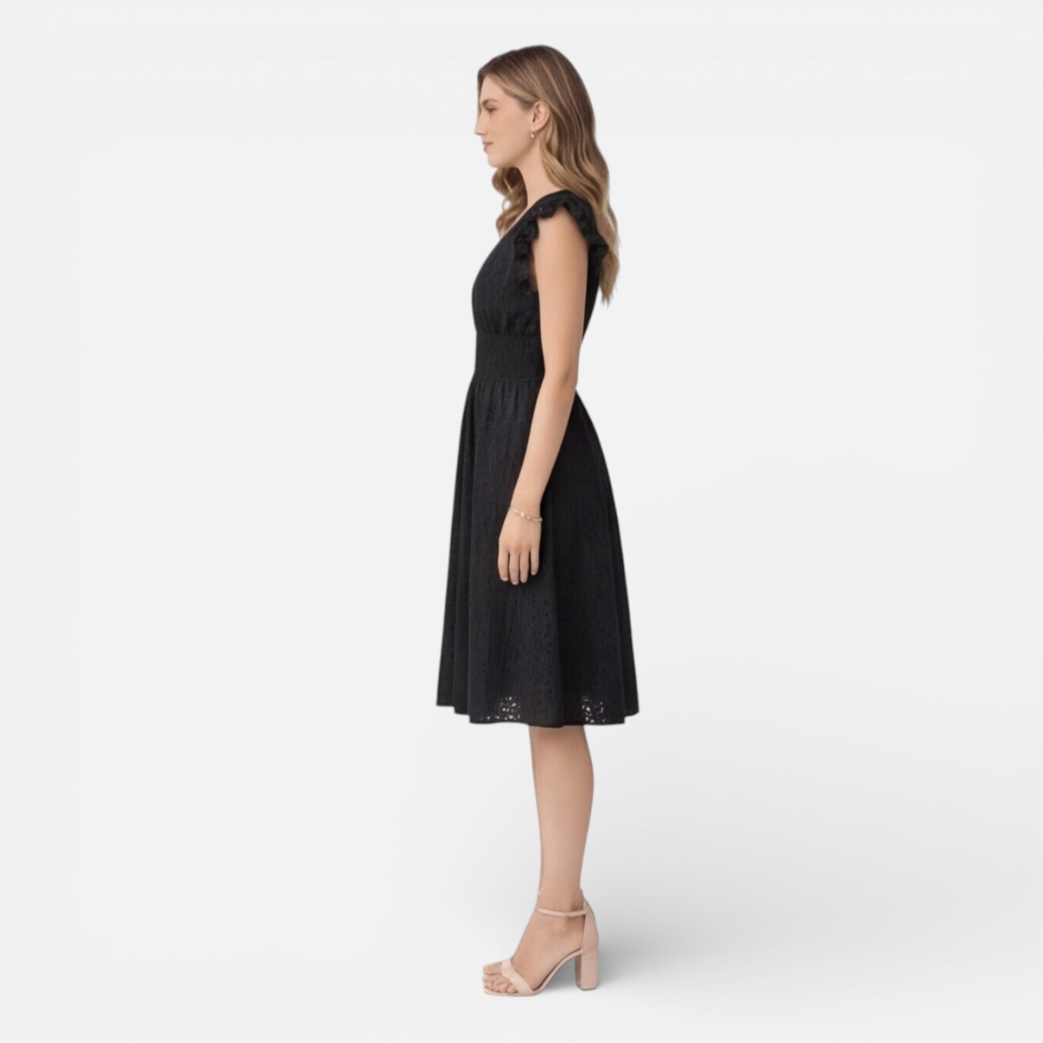 Women's Cotton Lace Midi Dress | Elegant Summer Wedding Guest Attire