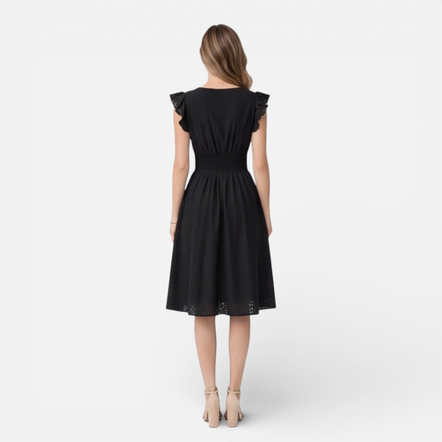 Women's Cotton Lace Midi Dress | Elegant Summer Wedding Guest Attire