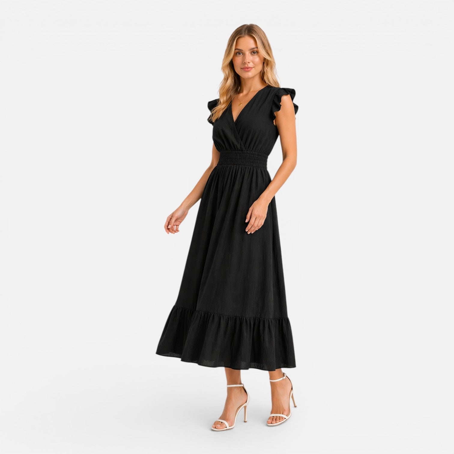 Women's Cotton Wrap Midi Dress - Comfortable Elegant Summer Style