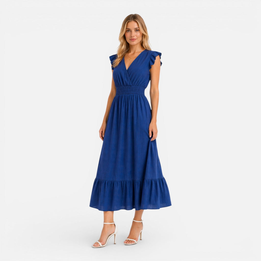 Women's Cotton Wrap Midi Dress - Comfortable Elegant Summer Style