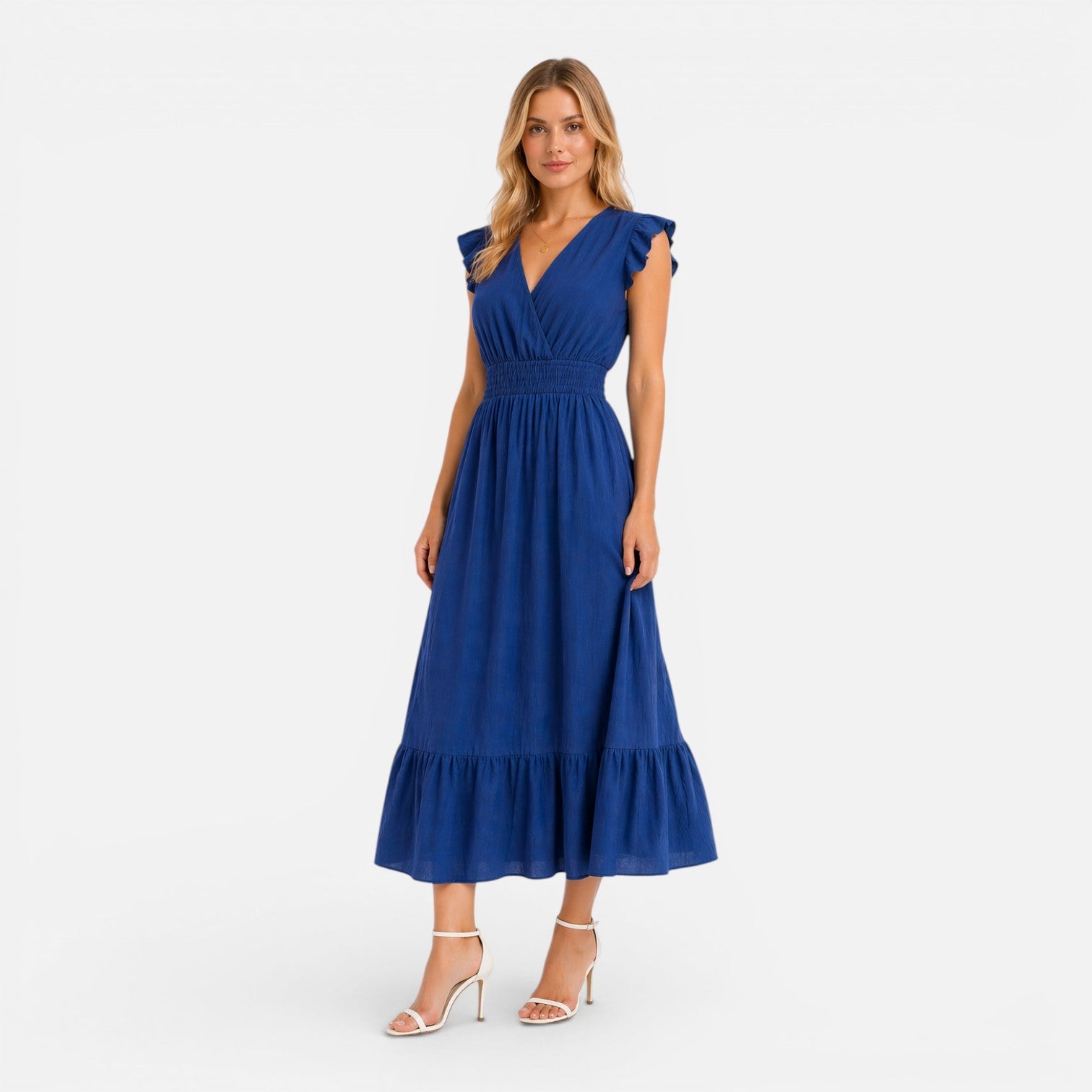 Women's Cotton Wrap Midi Dress - Comfortable Elegant Summer Style
