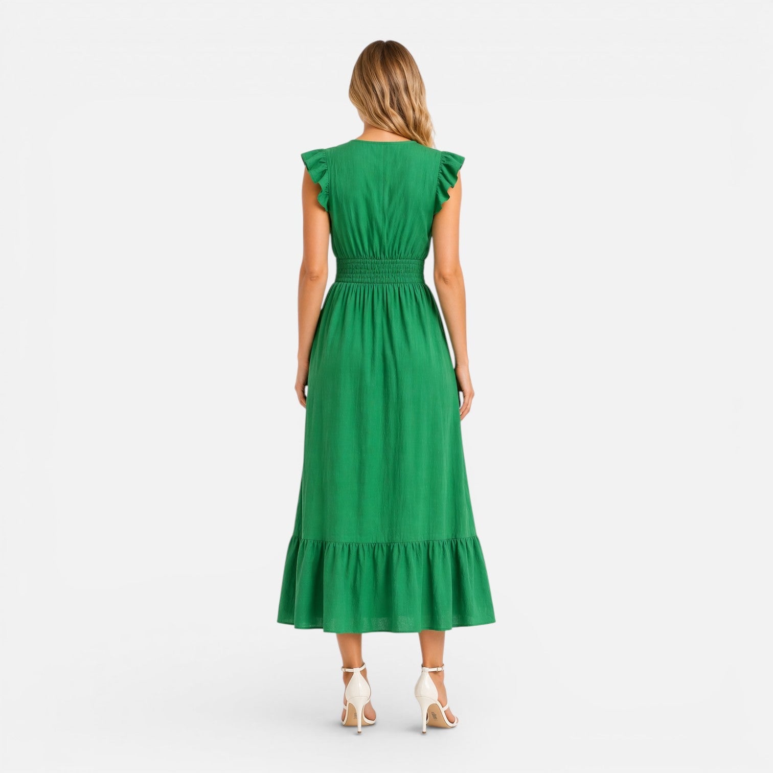 Women's Cotton Wrap Midi Dress - Comfortable Elegant Summer Style