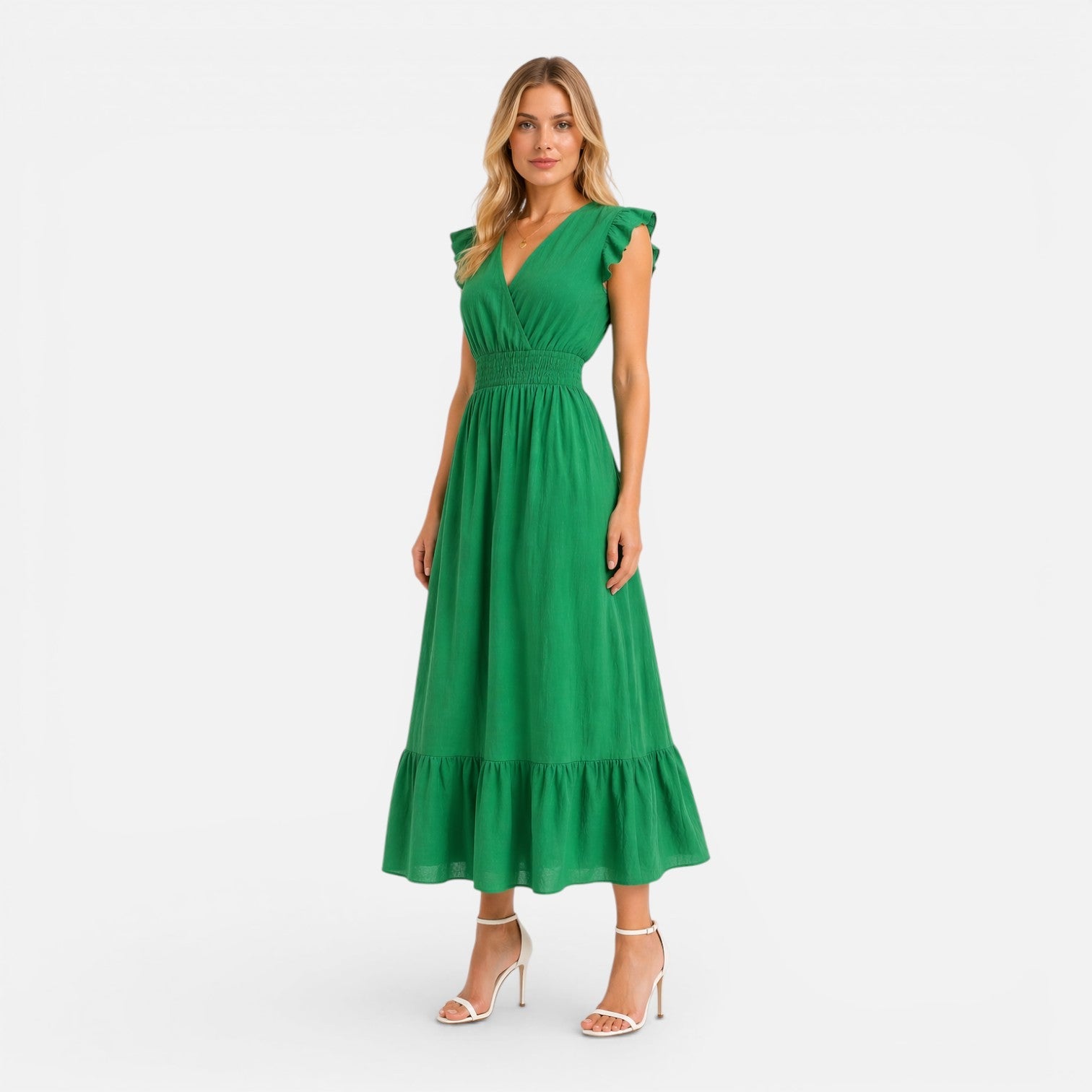 Women's Cotton Wrap Midi Dress - Comfortable Elegant Summer Style
