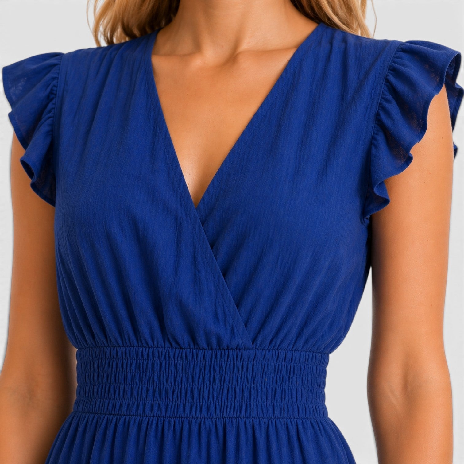 Women's Cotton Wrap Midi Dress - Comfortable Elegant Summer Style