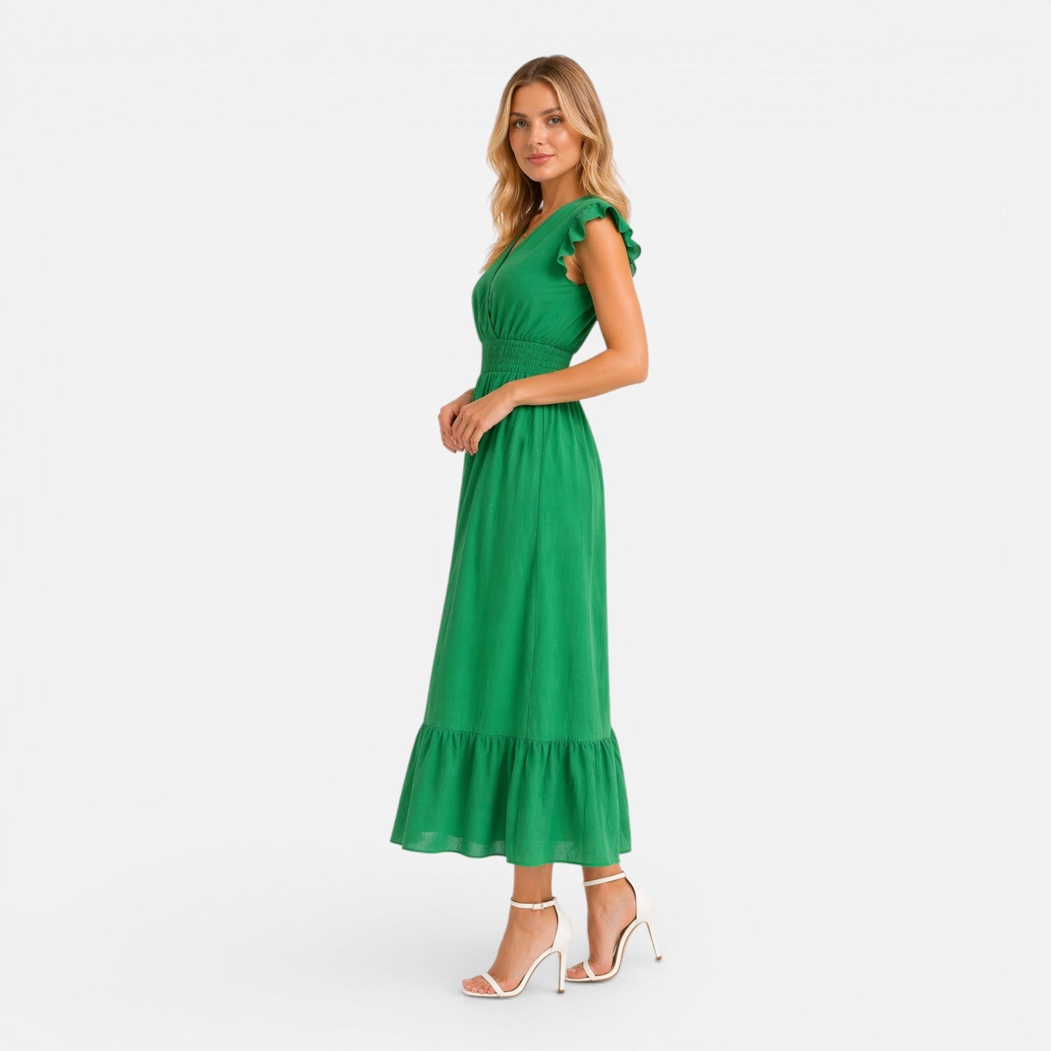Women's Cotton Wrap Midi Dress - Comfortable Elegant Summer Style