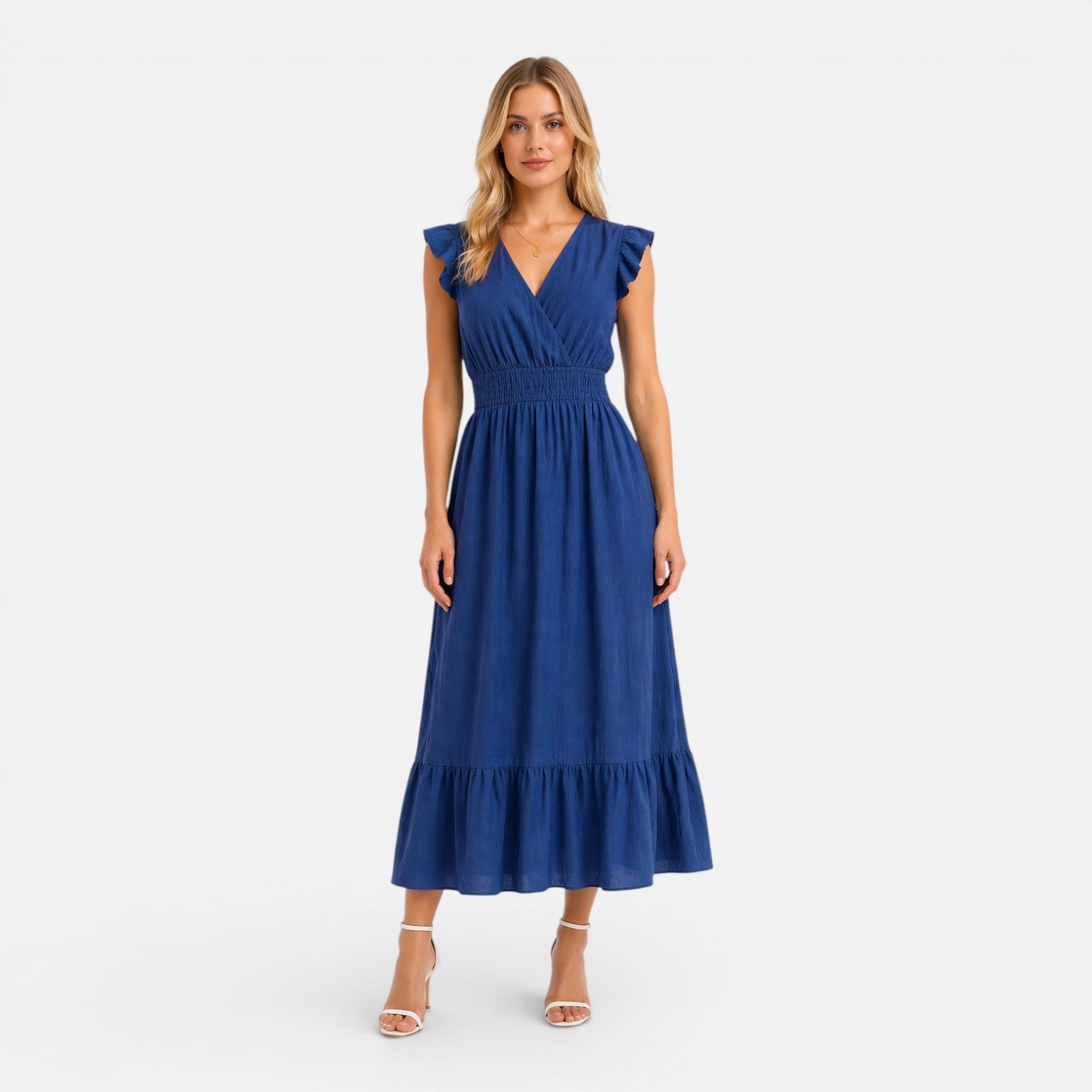 Women's Cotton Wrap Midi Dress - Comfortable Elegant Summer Style