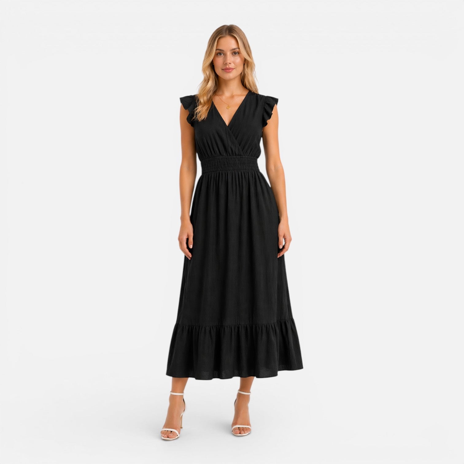 Women's Cotton Wrap Midi Dress - Comfortable Elegant Summer Style