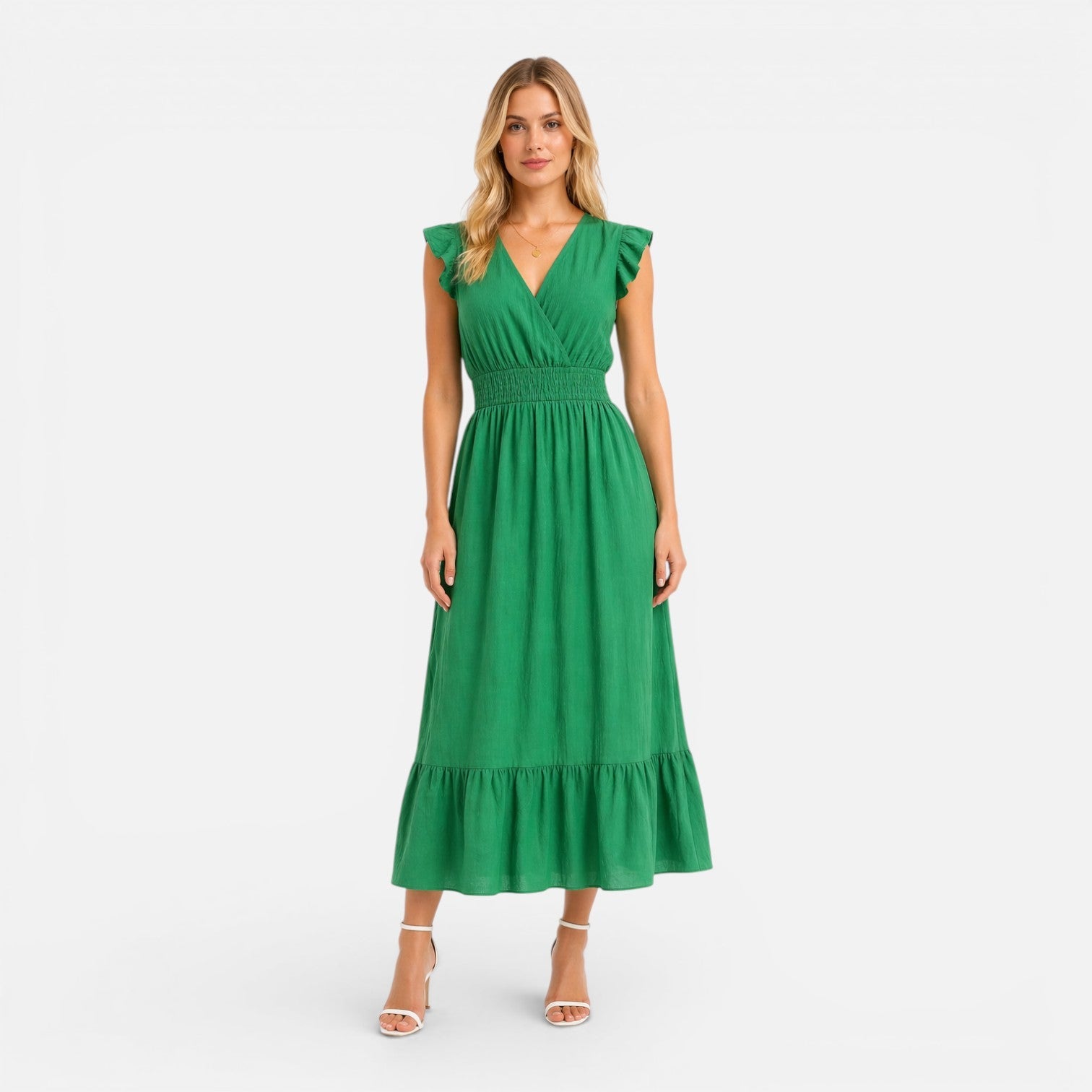Women's Cotton Wrap Midi Dress - Comfortable Elegant Summer Style