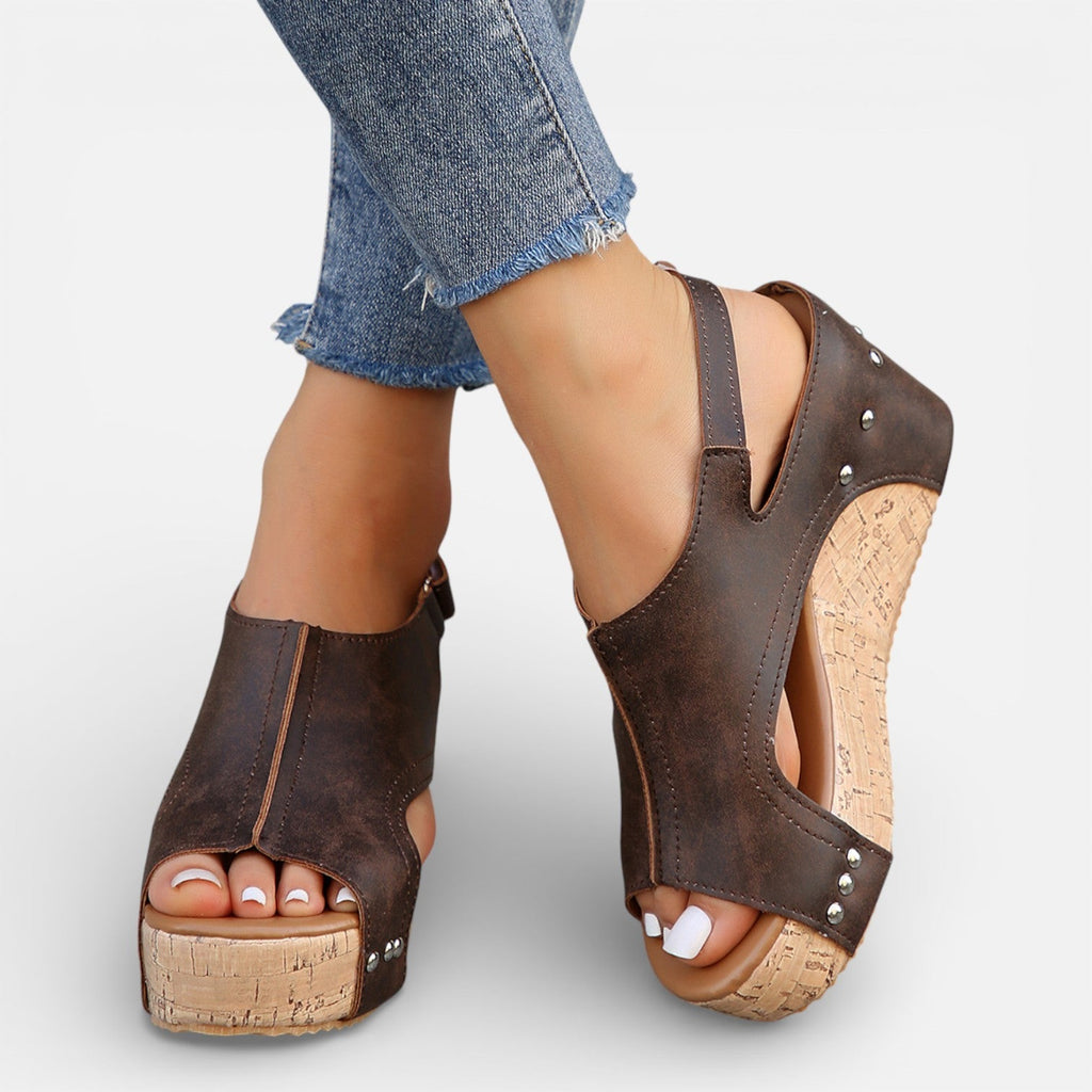 Women's Cushioned Comfort Open Toe Platform Wedge Sandals for Casual Wear
