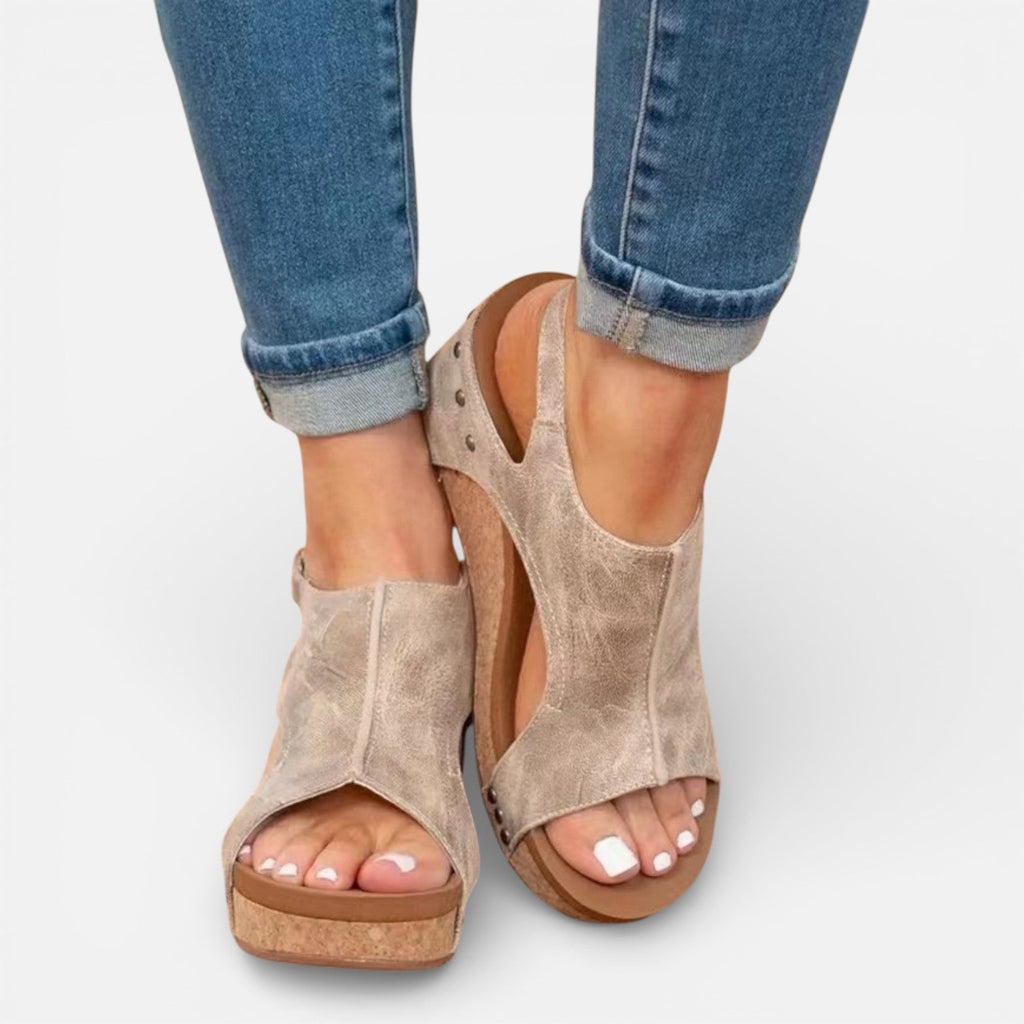 Women's Cushioned Comfort Open Toe Platform Wedge Sandals for Casual Wear