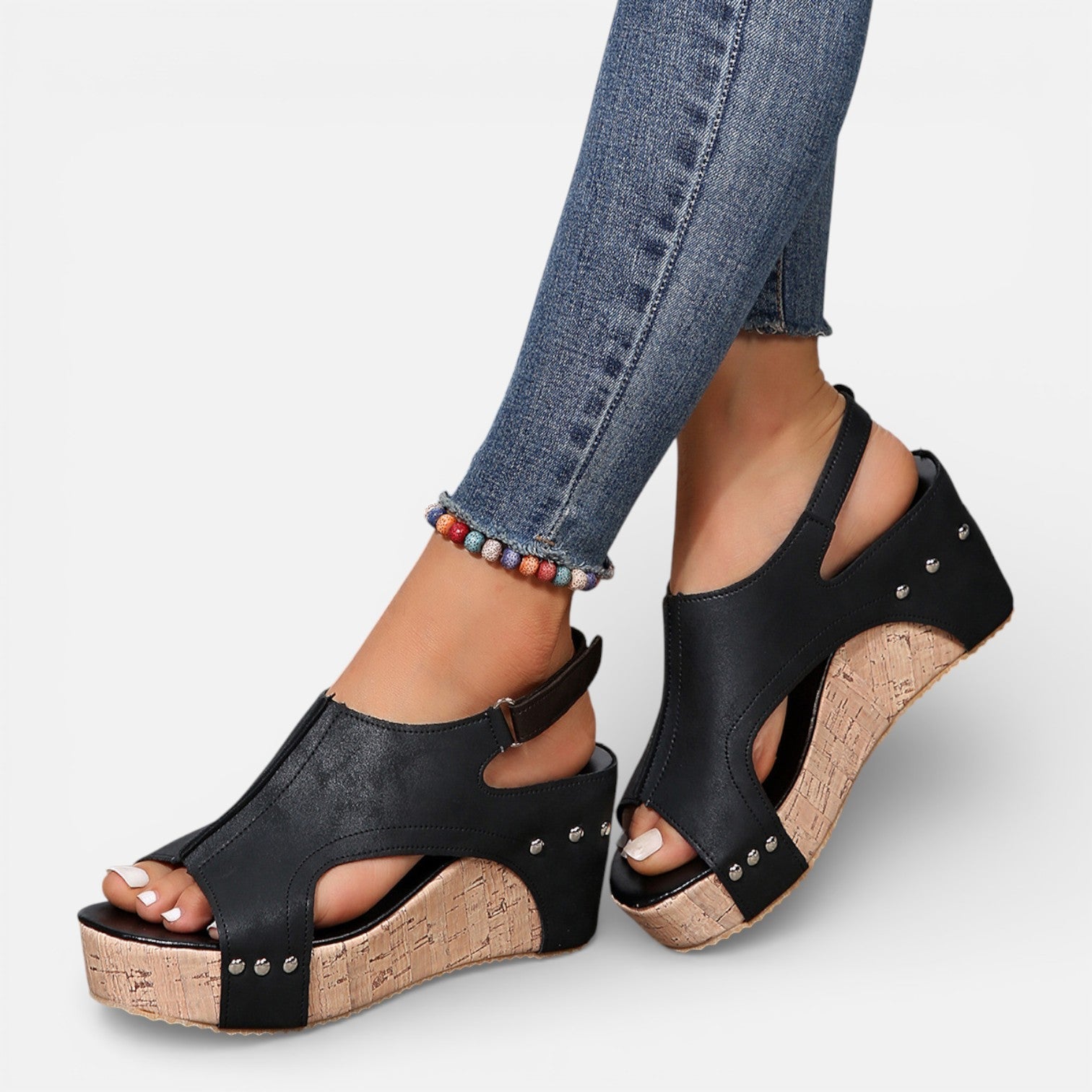 Women's Cushioned Comfort Open Toe Platform Wedge Sandals for Casual Wear