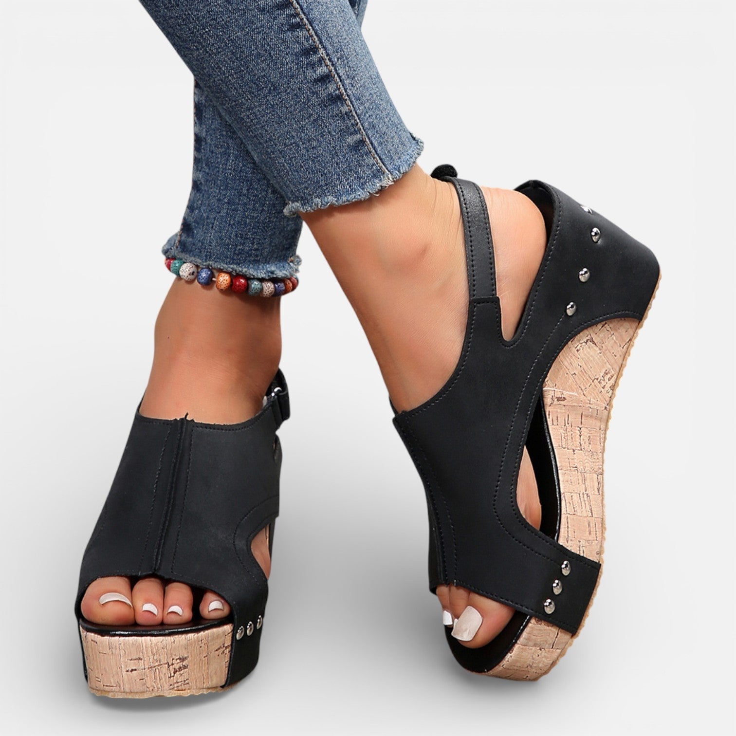 Women's Cushioned Comfort Open Toe Platform Wedge Sandals for Casual Wear