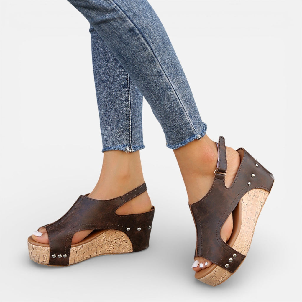 Women's Cushioned Comfort Open Toe Platform Wedge Sandals for Casual Wear