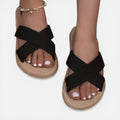 Women's Espadrille Cross Strap Sandals | Comfortable Slip-On Slides