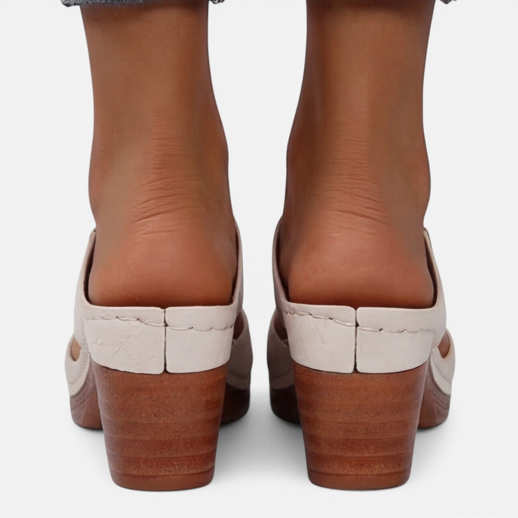 Women's Leather Block Heel Sandals - Open Toe Summer Footwear