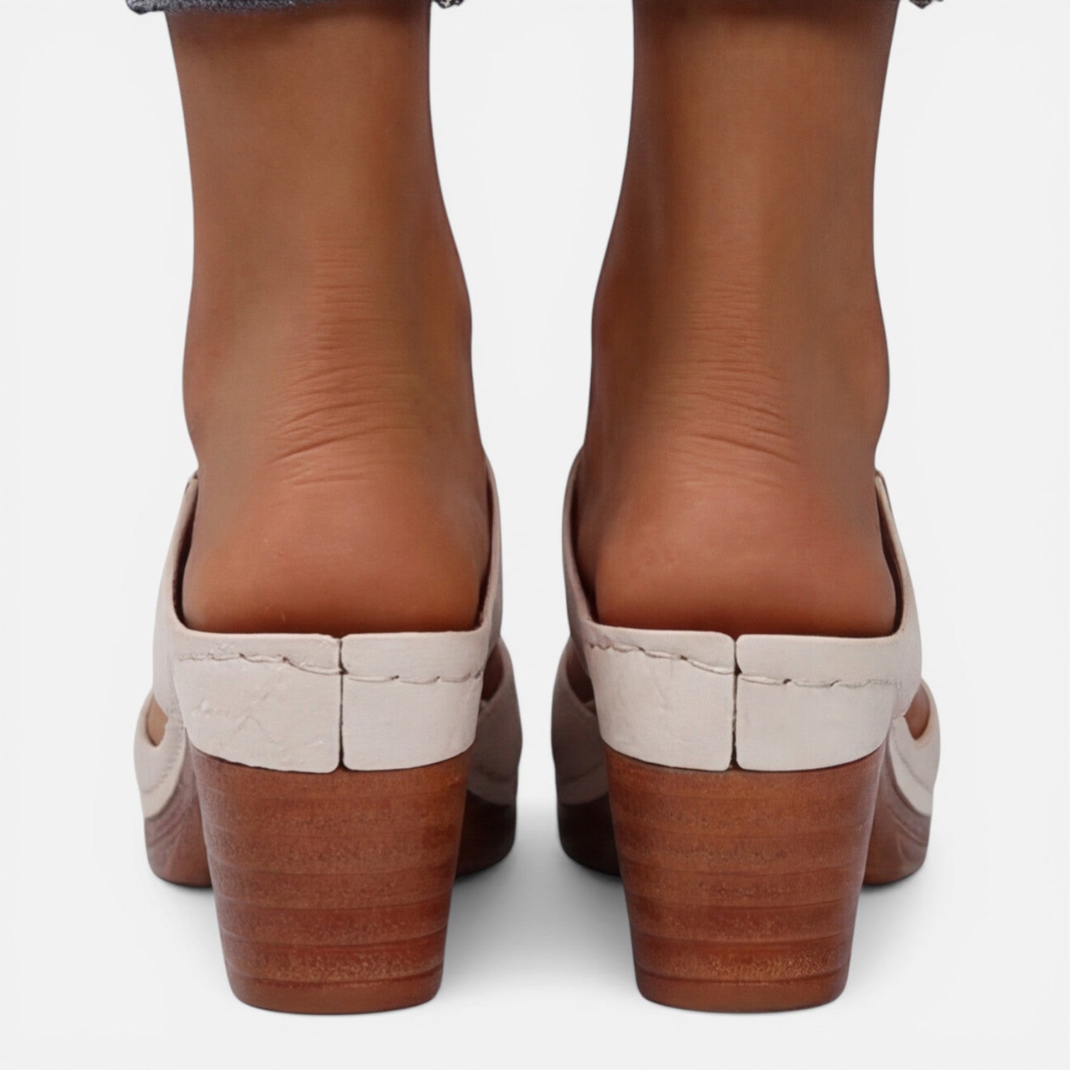 Women's Leather Block Heel Sandals - Open Toe Summer Footwear