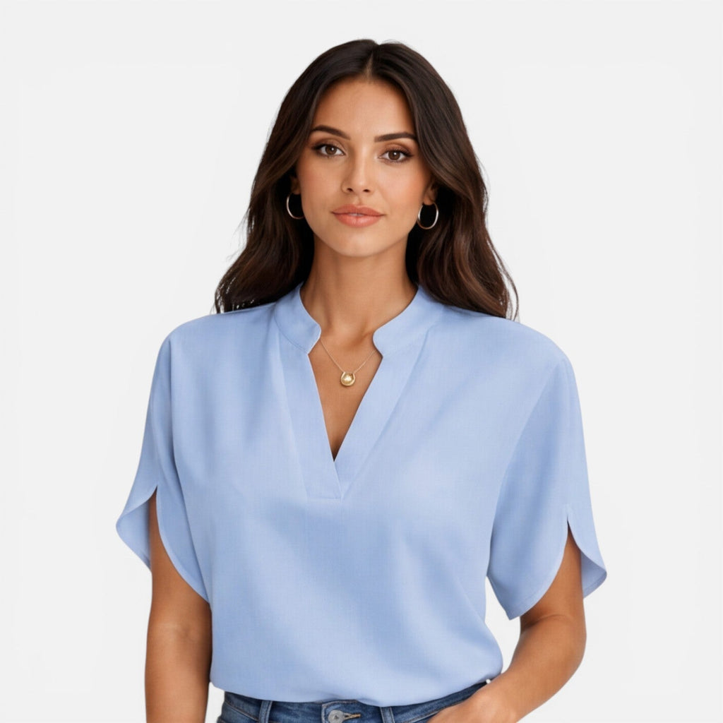 Women's Lightweight Chiffon V-Neck Blouse - Casual Summer Top