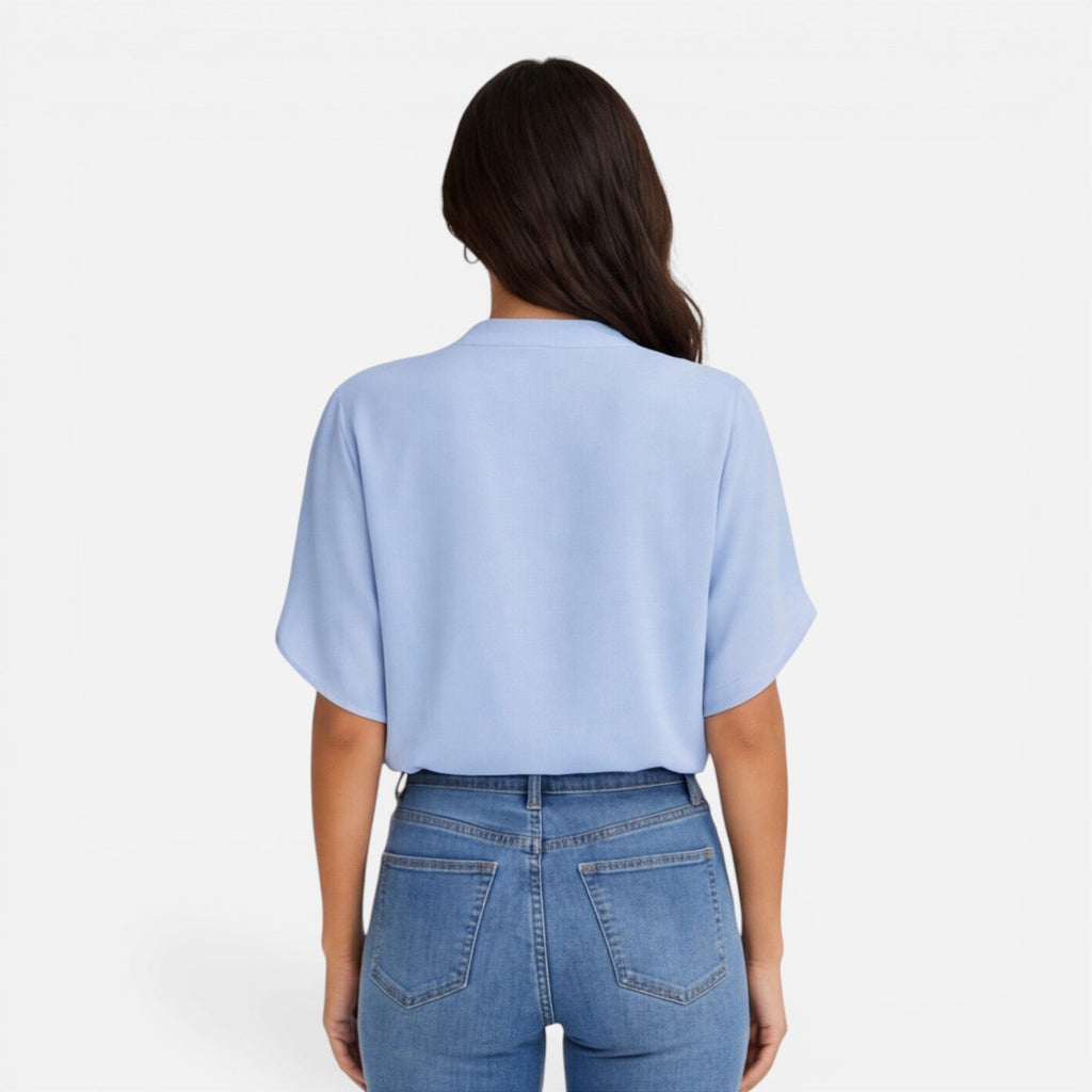Women's Lightweight Chiffon V-Neck Blouse - Casual Summer Top