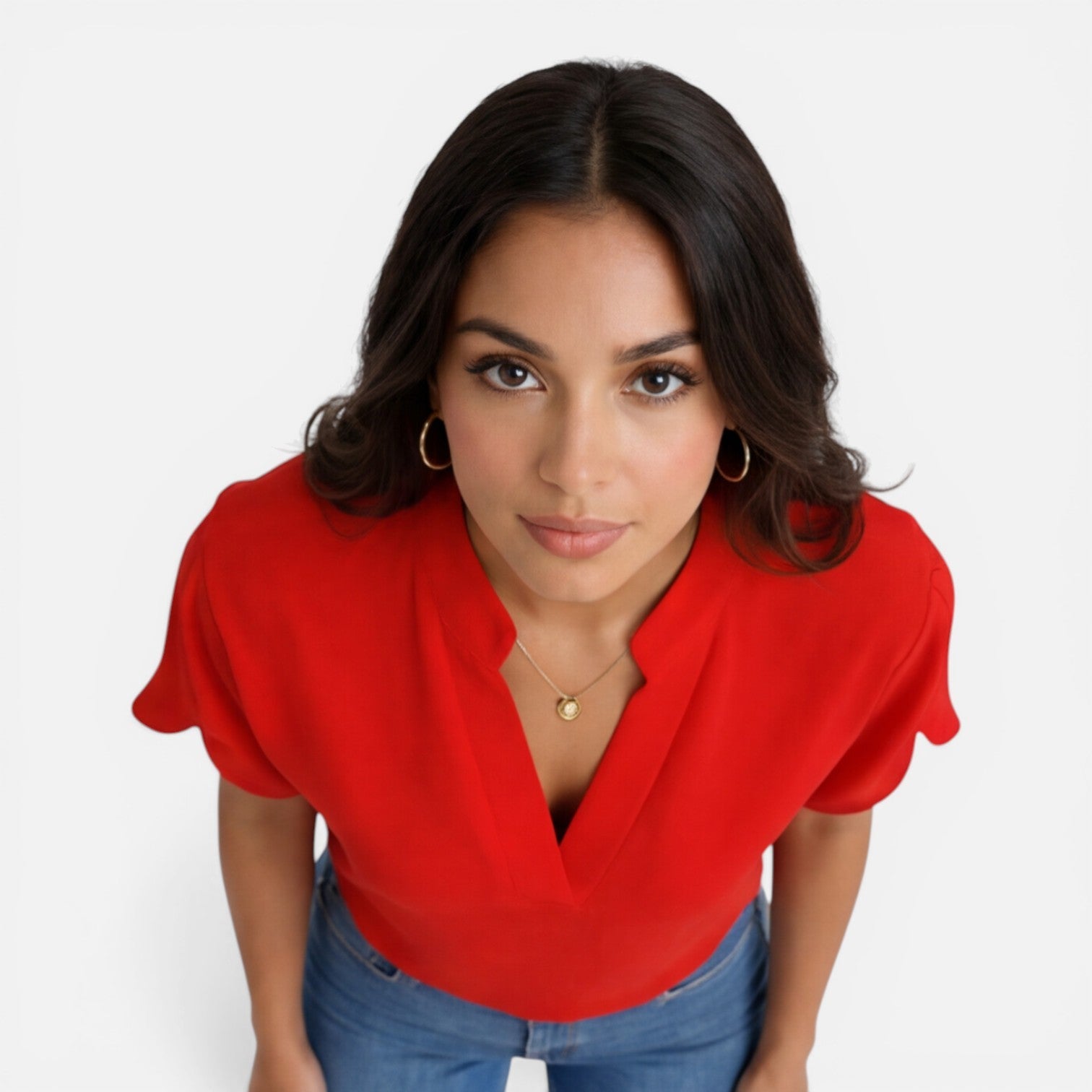 Women's Lightweight Chiffon V-Neck Blouse - Casual Summer Top