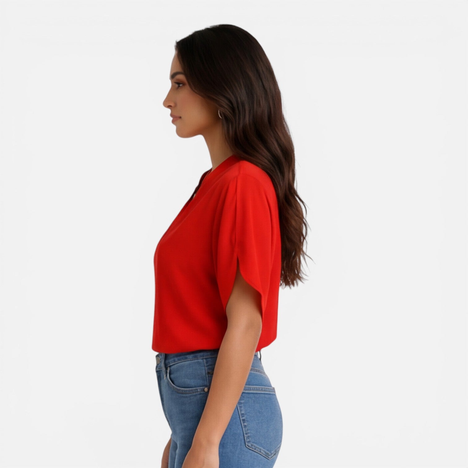 Women's Lightweight Chiffon V-Neck Blouse - Casual Summer Top