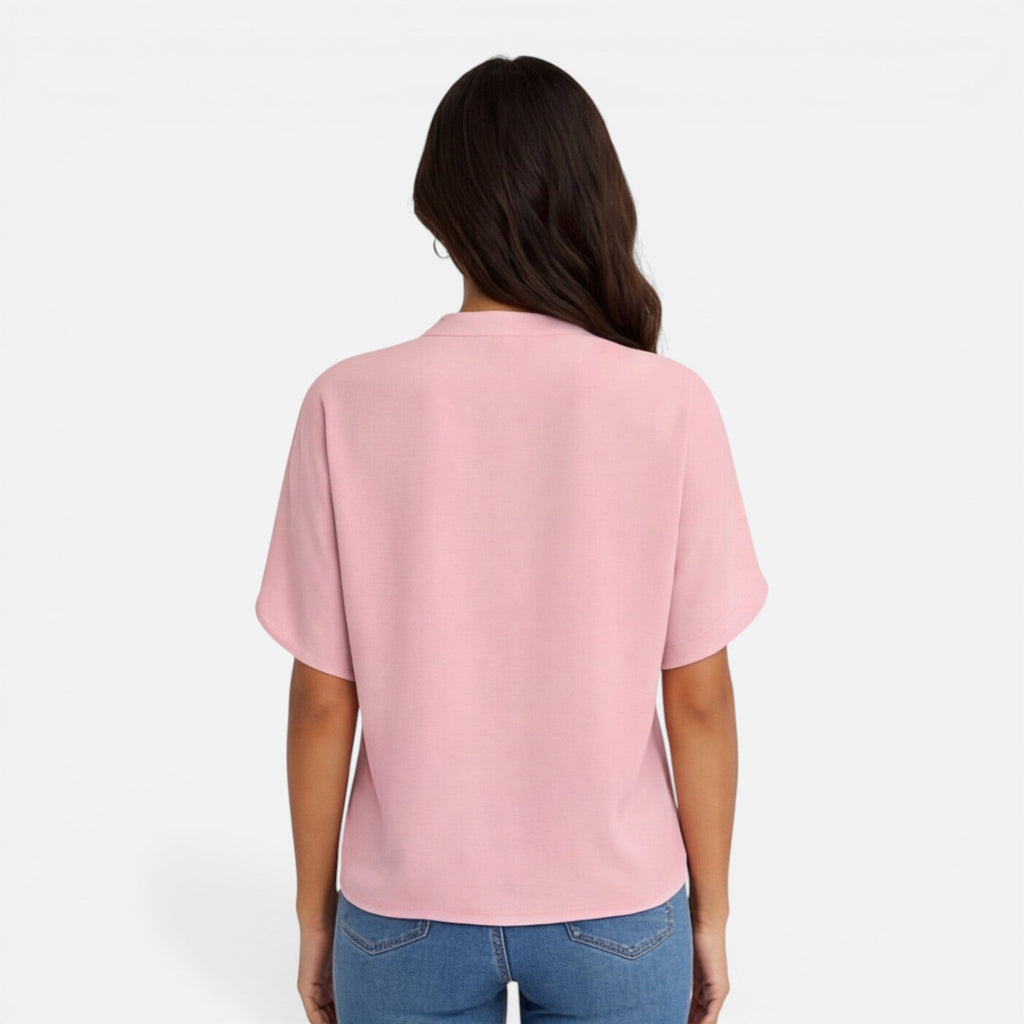 Women's Lightweight Chiffon V-Neck Blouse - Casual Summer Top