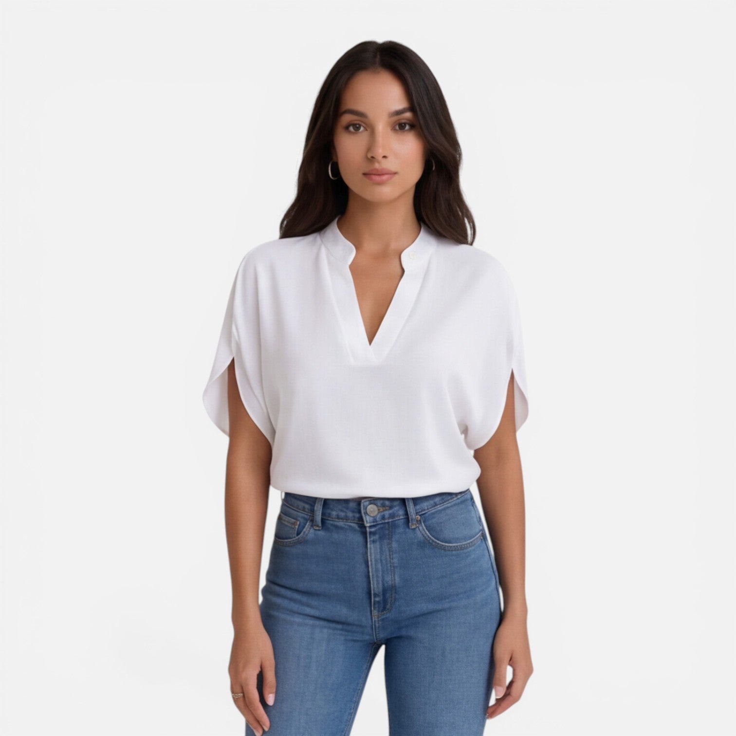 Women's Lightweight Chiffon V-Neck Blouse - Casual Summer Top