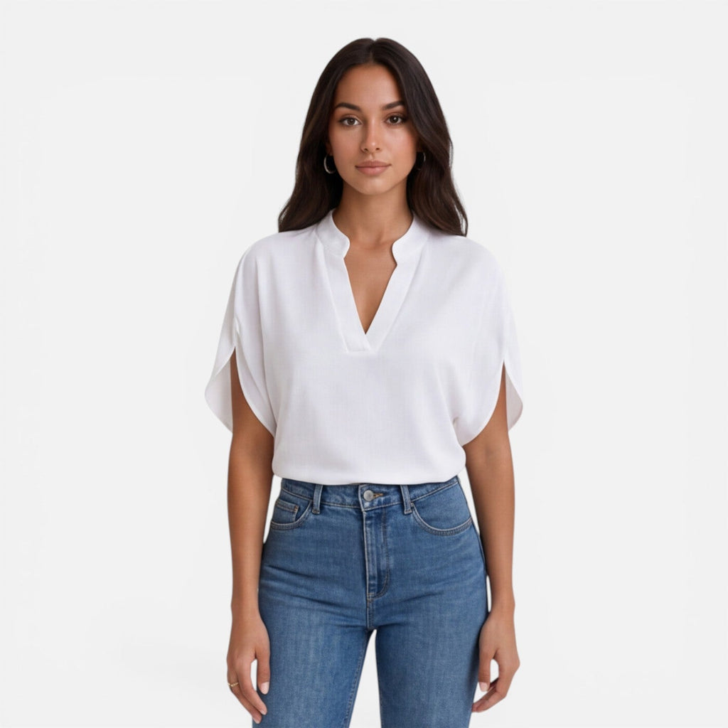 Women's Lightweight Chiffon V-Neck Blouse - Casual Summer Top